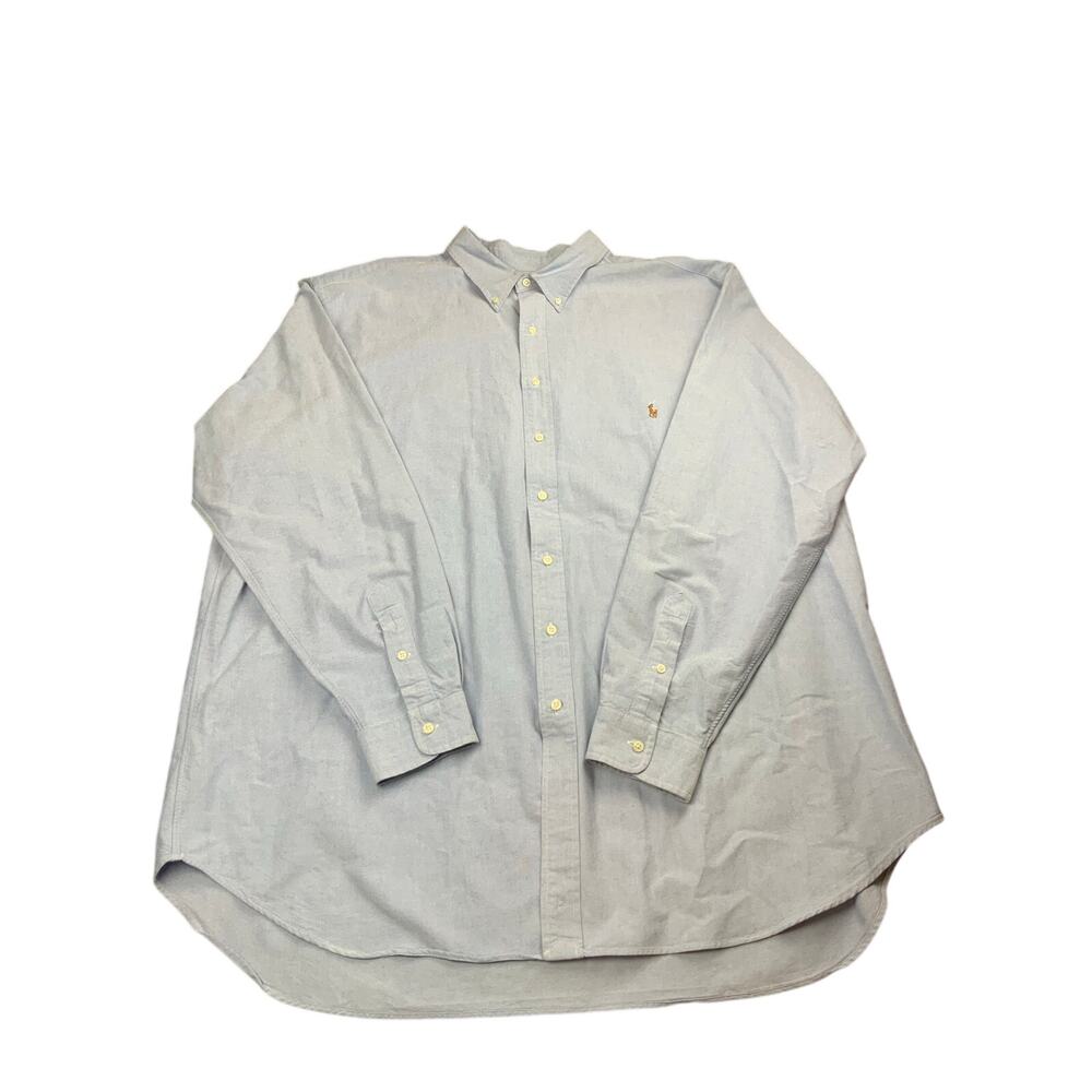 Polo Ralph Lauren 3XLT Blue Oxford Button Down Shirt Mens Flesh Pony Logo Cotton